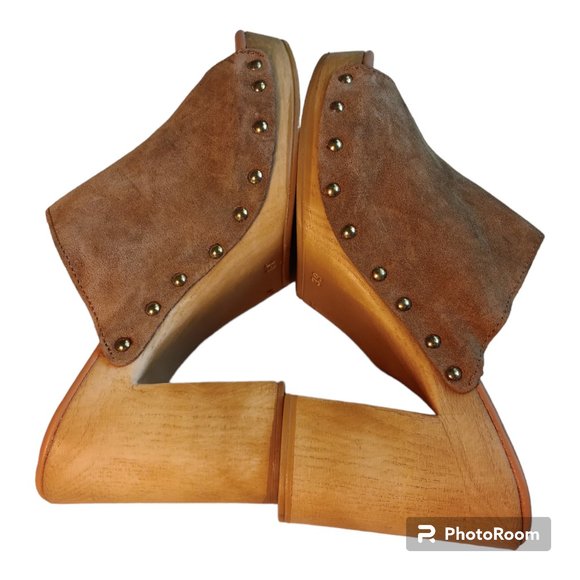 Avellini Made in Italy mules open toe block heel suede brown women clog mules 8 - Picture 7 of 9